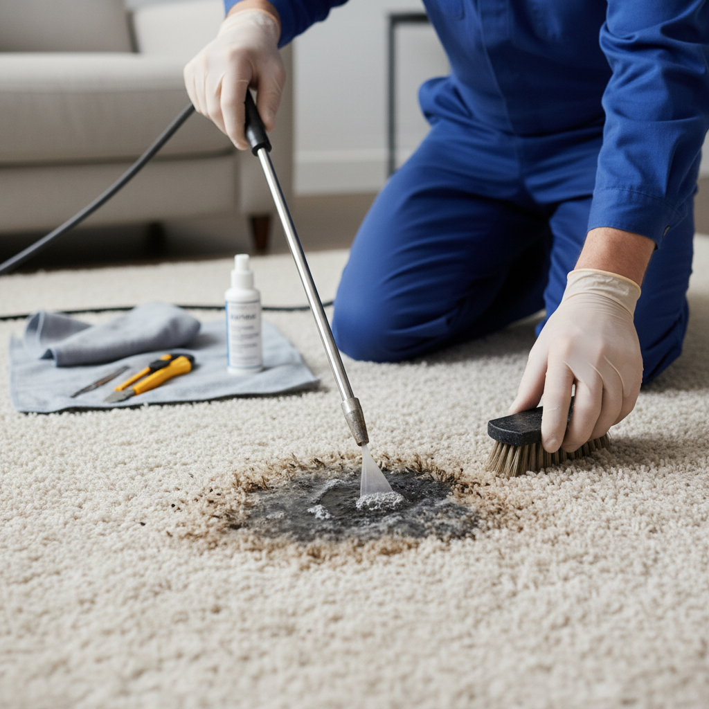 Taškinė kilimo valymo procedūra naudojant precizinę įrangą